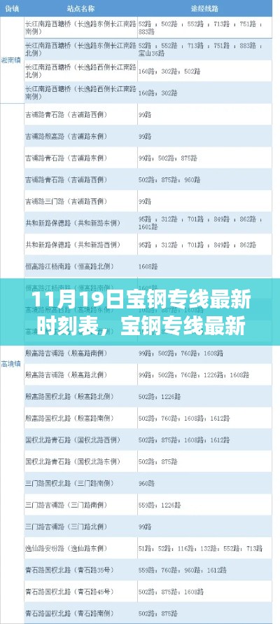 11月19日寶鋼專線全新時刻表發布,新服務時間一覽