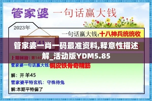 管家婆一肖一碼最準資料,釋意性描述解_活動版YDM5.85