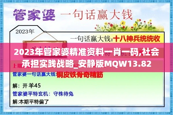 2023年管家婆精準資料一肖一碼,社會承擔實踐戰略_安靜版MQW13.82