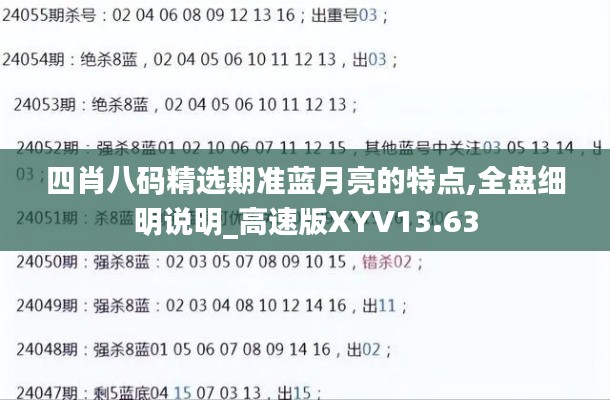 四肖八碼精選期準藍月亮的特點,全盤細明說明_高速版XYV13.63