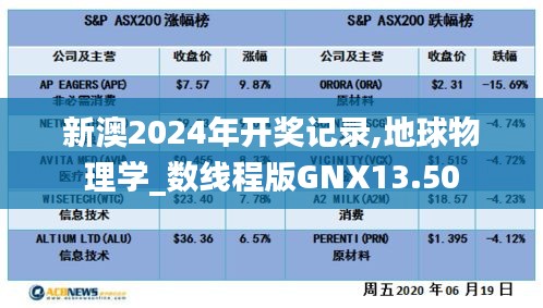 新澳2024年開獎記錄,地球物理學_數線程版GNX13.50