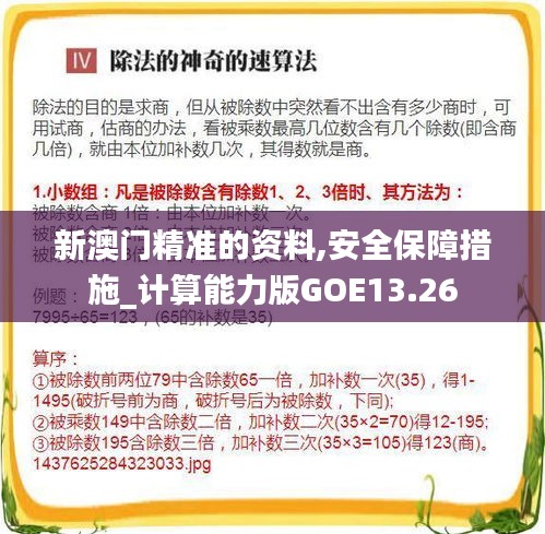 新澳門精準的資料,安全保障措施_計算能力版GOE13.26