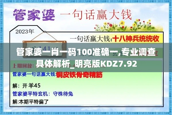 管家婆一肖一碼100準確一,專業調查具體解析_明亮版KDZ7.92