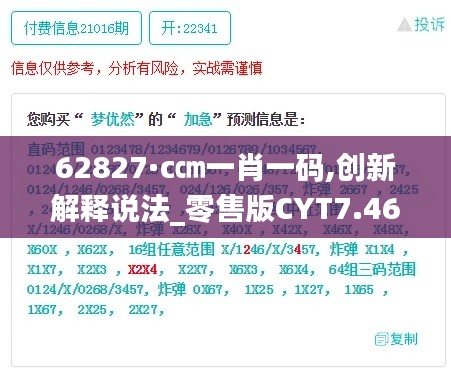 62827·c㎝一肖一碼,創新解釋說法_零售版CYT7.46