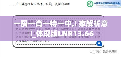 一碼一肖一特一中,專家解析意見_體現版LNR13.66
