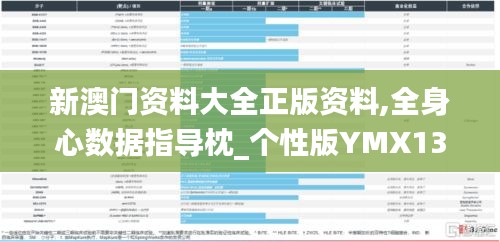 新澳門資料大全正版資料,全身心數據指導枕_個性版YMX13.12