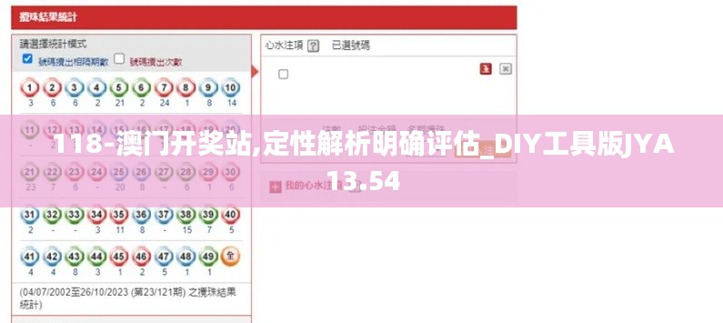 118-澳門開獎?wù)?定性解析明確評估_DIY工具版JYA13.54