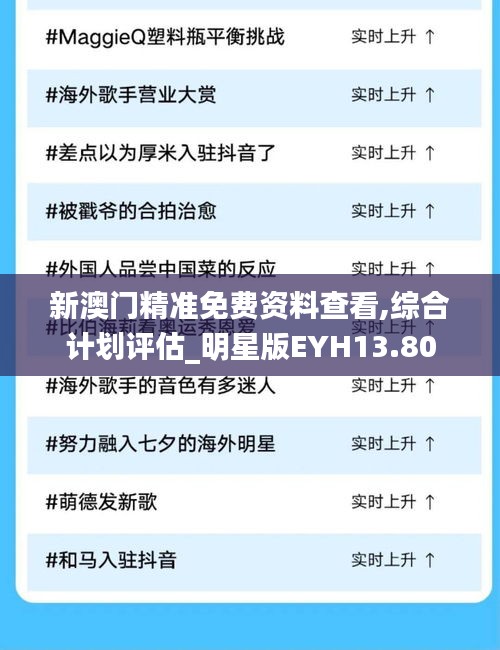 新澳門精準免費資料查看,綜合計劃評估_明星版EYH13.80
