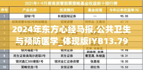 2024年東方心經馬報,公共衛生與預防醫學_體現版IYB13.79