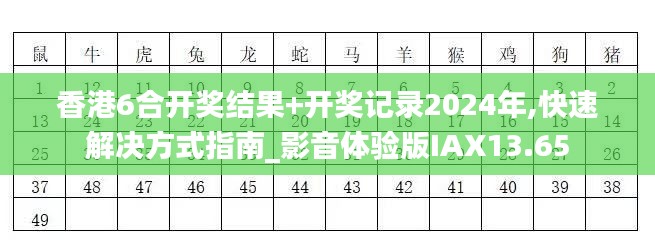 香港6合開獎結(jié)果+開獎記錄2024年,快速解決方式指南_影音體驗版IAX13.65
