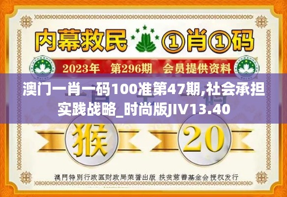 澳門一肖一碼100準第47期,社會承擔實踐戰略_時尚版JIV13.40