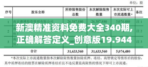 新澳精準資料免費大全340期,正確解答定義_創意版19.944