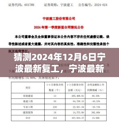 寧波最新復工進展預測與深度分析（2024年12月6日版）