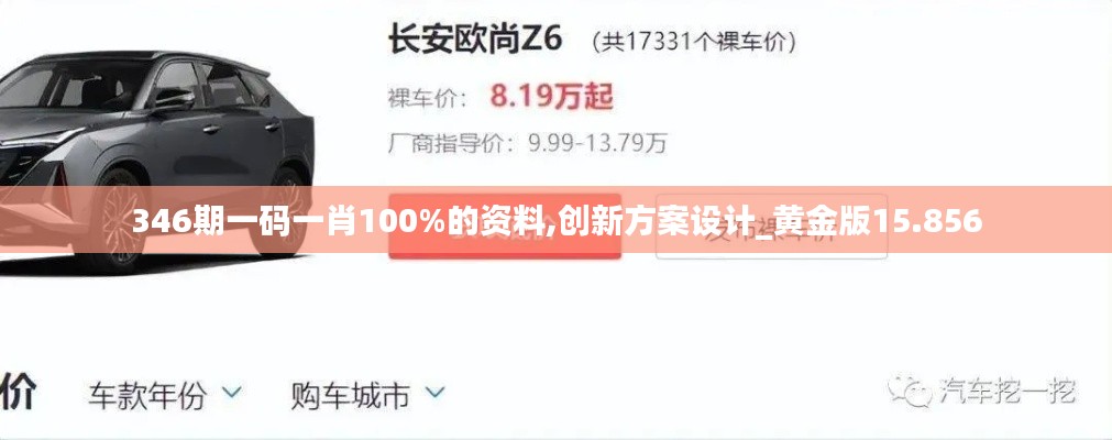 346期一碼一肖100%的資料,創新方案設計_黃金版15.856