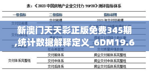新澳門天天彩正版免費345期,統計數據解釋定義_6DM19.630