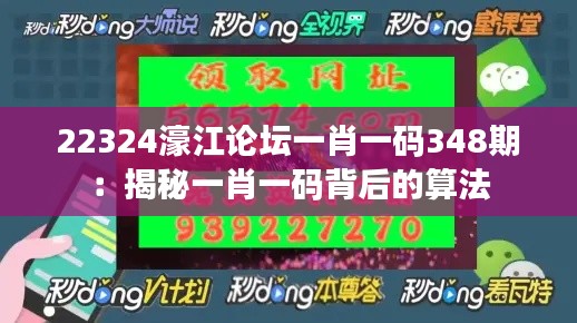 22324濠江論壇一肖一碼348期:揭秘一肖一碼背后的算法