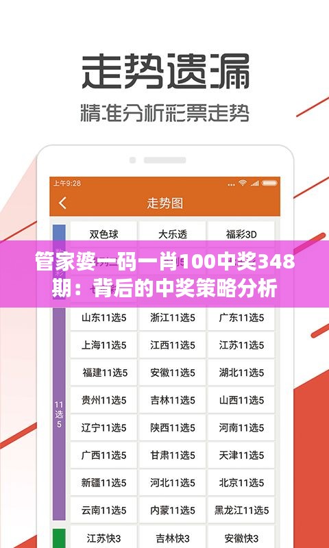 管家婆一碼一肖100中獎348期:背后的中獎策略分析