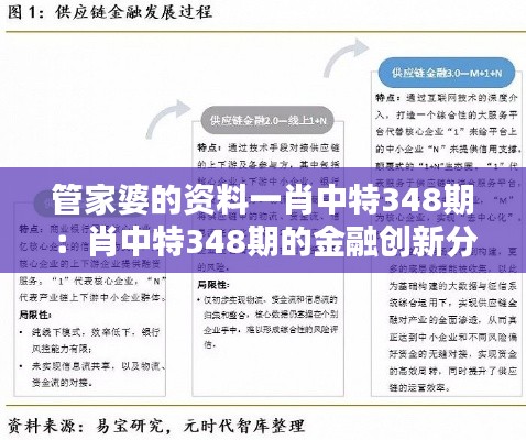管家婆的資料一肖中特348期：肖中特348期的金融創新分析