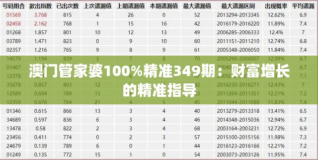 澳門管家婆100%精準349期:財富增長的精準指導