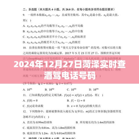 菏澤實時查酒駕電話號碼（時間，2024年12月27日）