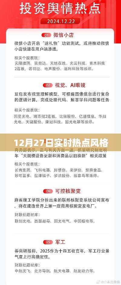 時(shí)尚潮流風(fēng)向標(biāo),12月27日實(shí)時(shí)熱點(diǎn)聚焦