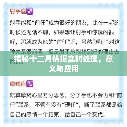 揭秘十二月情報實時處理應用及其重要性