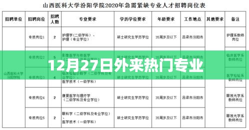 12月27日熱門外來專業概覽