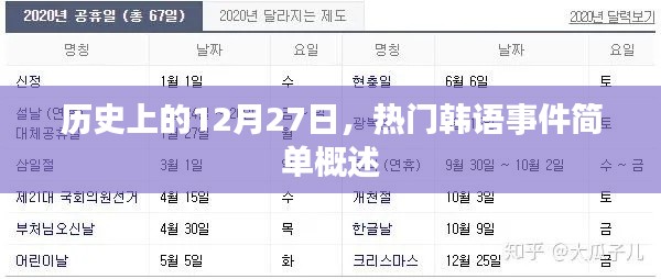 韓語(yǔ)熱門(mén)事件回顧,歷史上的十二月二十七日簡(jiǎn)述