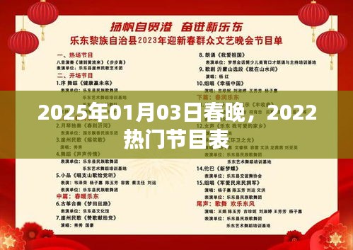 2025年春晚節目前瞻，熱門節目表一覽