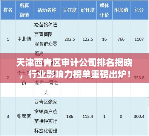 天津西青區審計公司排名揭曉,行業影響力榜單重磅出爐!