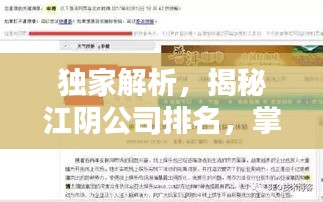 獨(dú)家解析,揭秘江陰公司排名,掌握行業(yè)風(fēng)向標(biāo)