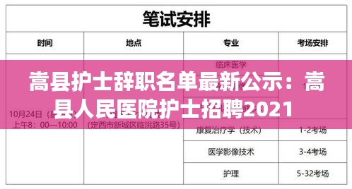 嵩縣護士辭職名單最新公示：嵩縣人民醫院護士招聘2021 