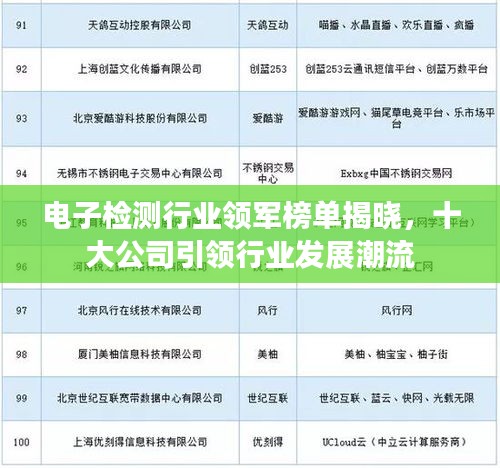 電子檢測行業(yè)領(lǐng)軍榜單揭曉，十大公司引領(lǐng)行業(yè)發(fā)展潮流