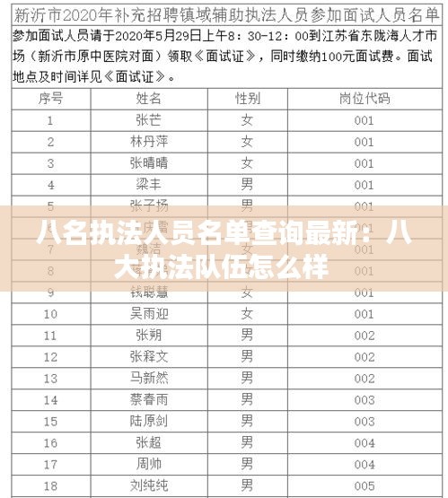 八名執法人員名單查詢最新:八大執法隊伍怎么樣