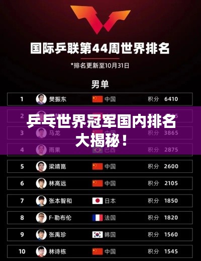 乒乓世界冠軍國內排名大揭秘！