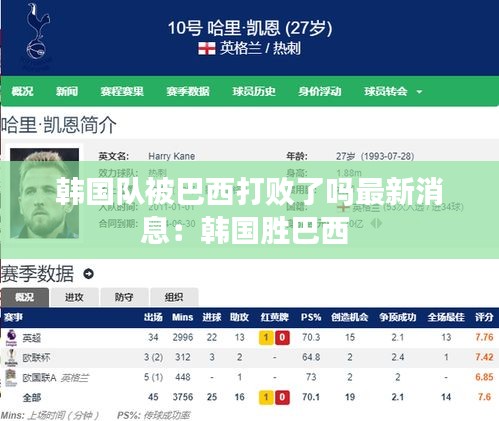 韓國隊被巴西打敗了嗎最新消息:韓國勝巴西