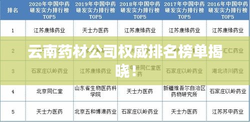 云南藥材公司權(quán)威排名榜單揭曉!