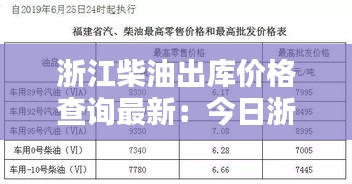 浙江柴油出庫(kù)價(jià)格查詢最新:今日浙江柴油價(jià)格多少錢(qián)一升