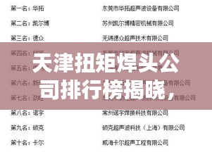 天津扭矩焊頭公司排行榜揭曉,行業(yè)內(nèi)領(lǐng)先企業(yè)的榮譽榜單