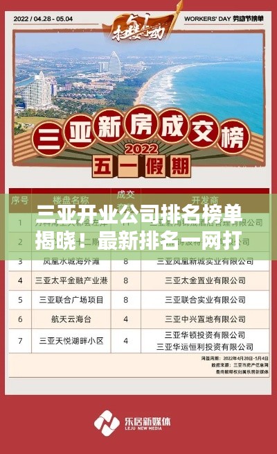 三亞開業(yè)公司排名榜單揭曉!最新排名一網(wǎng)打盡