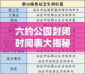 六約公園封閉時間表大揭秘,最新時間表出爐!