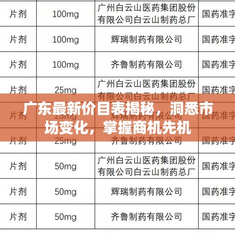 廣東最新價目表揭秘,洞悉市場變化,掌握商機先機