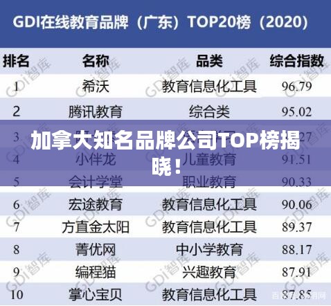加拿大知名品牌公司TOP榜揭曉!