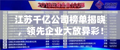 江蘇千億公司榜單揭曉,領先企業大放異彩!