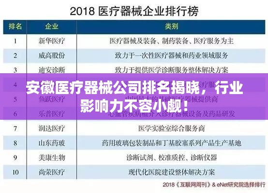 安徽醫(yī)療器械公司排名揭曉，行業(yè)影響力不容小覷！