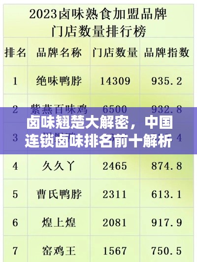 鹵味翹楚大解密,中國連鎖鹵味排名前十解析