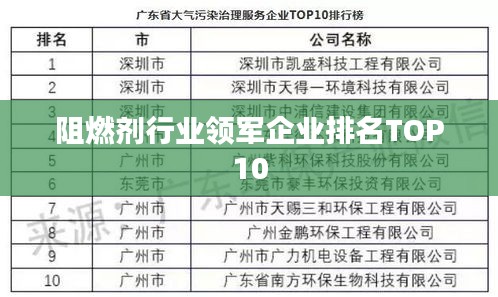 阻燃劑行業領軍企業排名TOP10