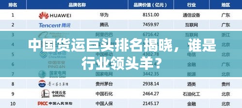 中國貨運巨頭排名揭曉,誰是行業領頭羊?
