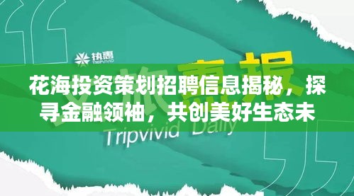 花海投資策劃招聘信息揭秘,探尋金融領袖,共創美好生態未來