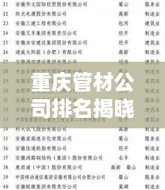 重慶管材公司排名揭曉,優(yōu)質(zhì)企業(yè)榜單不容錯過!